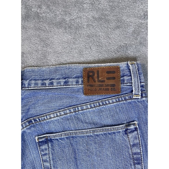 Ralph Lauren Jeans Mens 34x25 Blue Denim Relaxed Straight Light Wash Cut Off** - Picture 7 of 11